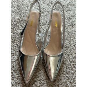 Fashion Nova Silver Slingback Heels